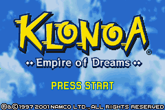 Klonoa: Empire Of Dreams   © Infogrames 2001   (GBA)    1/10