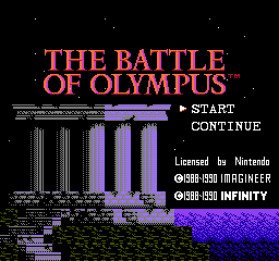 The Battle Of Olympus   © Brderbund 1988   (NES)    1/3