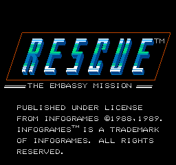 Rescue: The Embassy Mission (NES)   © Kemco 1989    1/3