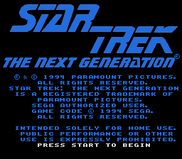 Star Trek: The Next Generation (SMD)   © Sega 1994    1/3