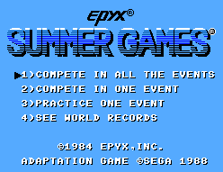 Summer Games (SMS)   © Sega 1991    1/3