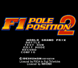 F1 Pole Position 2 (SNES)   © Ubisoft 1993    1/3