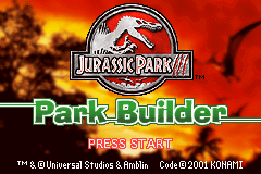 Jurassic Park III: Park Builder (GBA)   © Konami 2001    1/3