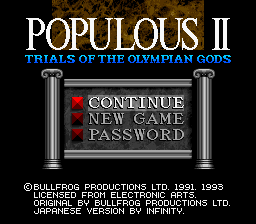 Populous II: Trials Of The Olympian Gods   © Imagineer 1993   (SNES)    1/5