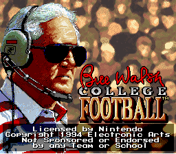 Bill Walsh College Football (SNES)   © EA Sports 1994    1/3