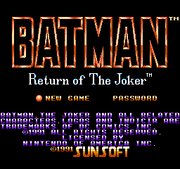 Batman: Return Of The Joker (NES)   © SunSoft 1991    1/3