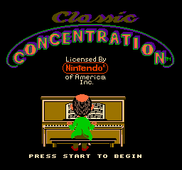 Classic Concentration (NES) &nbsp; &copy; GameTek 1990 &nbsp;  1/2