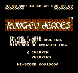 Kung-Fu Heroes (NES)   © Culture Brain 1986    1/3