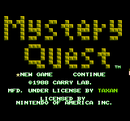 Mystery Quest (NES)   © Taxan 1989    1/3