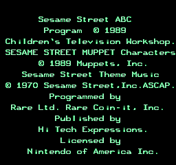 Sesame Street: ABC (NES)   © Hi Tech Expressions 1989    1/3
