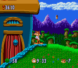 Bubsy In Claws Encounters Of The Furred Kind   © Accolade 1993   (SNES)    2/3