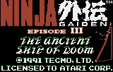 Ninja Gaiden III: The Ancient Ship Of Doom (LNX)   © Tecmo 1991    1/4