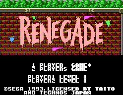 Renegade (SMS)   © Sega 1993    1/3