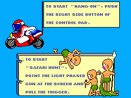 Hang-On & Safari Hunt (SMS)   © Sega 1986    1/2