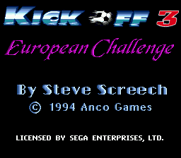 Kick Off 3: European Challenge (SMD)   © Vic Tokai 1994    1/3