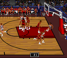 Bulls Vs. Blazers And The NBA Playoffs (SNES)   © EA 1992    2/3