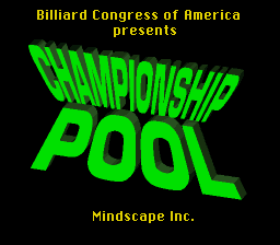 Championship Pool (SNES)   © Majesco 1993    1/3