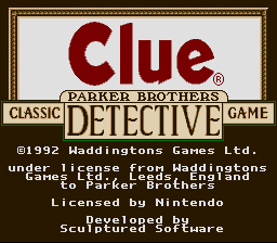 Clue (SNES)   © Parker Bros. 1992    1/3