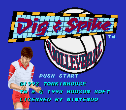 Dig & Spike Volleyball (SNES)   © Hudson 1992    1/3