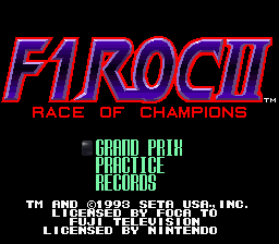 F1 ROC II: Race Of Champions (SNES)   © SETA 1993    1/3
