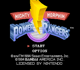 Mighty Morphin' Power Rangers (SNES)   © Bandai 1994    1/3