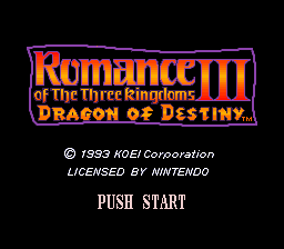 Romance Of The Three Kingdoms III (SNES)   © KOEI 1992    1/3