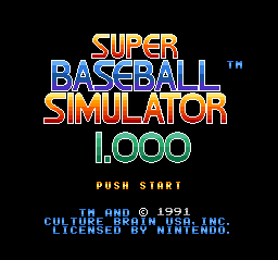 Super Baseball Simulator 1.000 (SNES)   © Culture Brain 1991    1/3