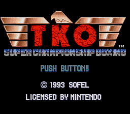 TKO Super Championship Boxing (SNES)   © Sofel 1992    1/3