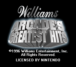 Williams Arcade's Greatest Hits (SNES)   © Williams 1996    1/3