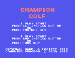 Champion Golf (SG1)   © Sega 1983    1/2