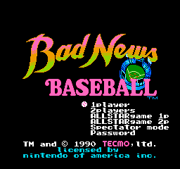 Bad News Baseball (NES)   © Tecmo 1989    1/3