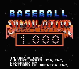 Baseball Simulator 1.000 (NES)   © Culture Brain 1989    1/3