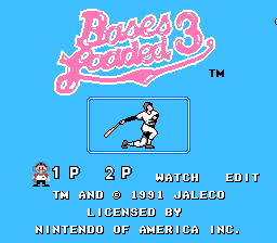 Bases Loaded 3 (NES)   © Jaleco 1990    1/3