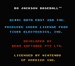 Bo Jackson Baseball (NES)   © Data East 1991    1/3