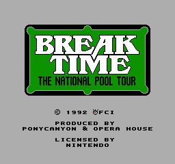 Break Time: The National Pool Tour (NES)   © FCI 1993    1/3