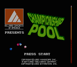 Championship Pool (NES)   © Mindscape 1993    1/3