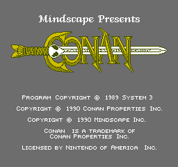 Conan: The Mysteries Of Time (NES)   © Mindscape 1991    1/3