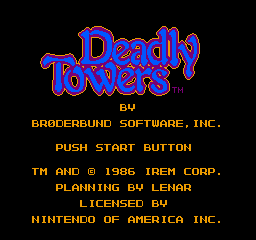 Deadly Towers (NES)   © Brderbund 1986    1/3