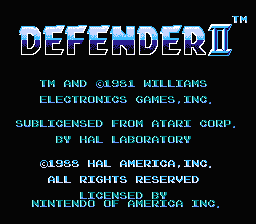 Defender II (NES)   © HAL Laboratory 1987    1/3