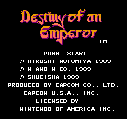 Destiny Of An Emperor (NES)   © Capcom 1989    1/3