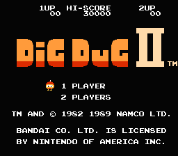 Dig Dug II (NES)   © Bandai 1986    1/3