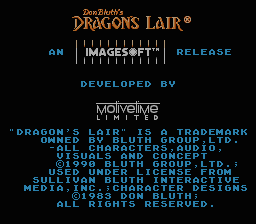 Dragon's Lair (NES)   © Sony Imagesoft 1990    1/3