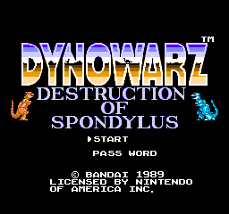 Dynowarz: The Destruction Of Spondylus (NES)   © Bandai 1990    1/3