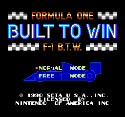 Formula One: Built To Win (NES)   © SETA 1990    1/3