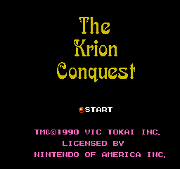 The Krion Conquest (NES)   © Vic Tokai 1990    1/3