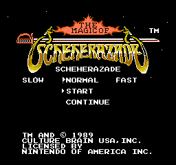 The Magic Of Scheherazade (NES)   © Culture Brain 1987    1/3