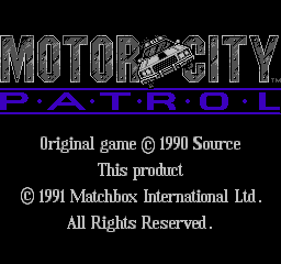 Motor City Patrol (NES)   © Matchbox 1992    1/3