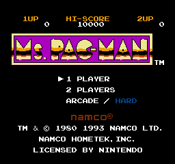 Ms. Pac-Man (NES)   © Namco 1993    1/3