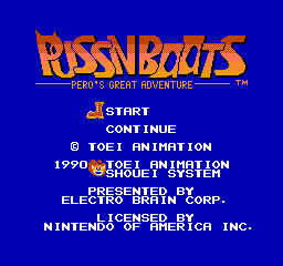 Puss 'N Boots: Pero's Great Adventure (NES)   © Electro Brain 1990    1/3