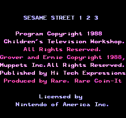 Sesame Street: 123 (NES)   © Hi Tech Expressions 1989    1/3